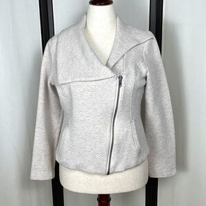 CAbi Ryder Quilted Knit Moto Jacket Gray Size M